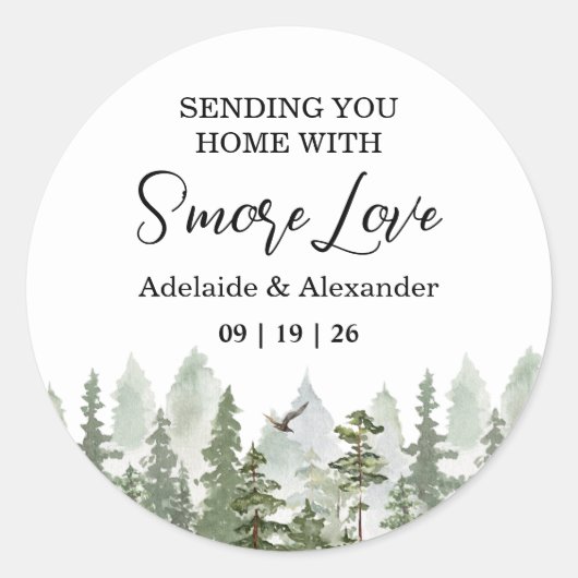 Woodland Forest Wedding Green Ronde Sticker (Voorkant)