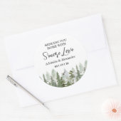 Woodland Forest Wedding Green Ronde Sticker (Envelop)