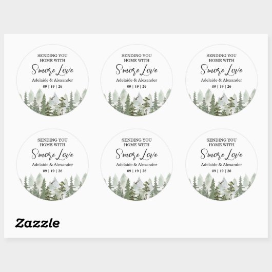 Woodland Forest Wedding Green Ronde Sticker (Vel)