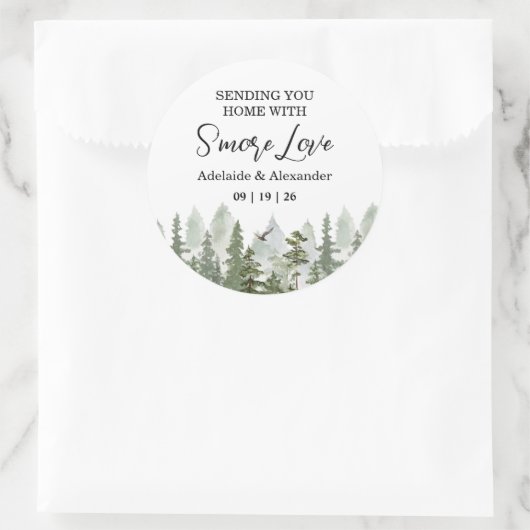 Woodland Forest Wedding Green Ronde Sticker (Tas)