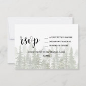 Woodland Forest Wedding Green RSVP Kaartje (Voorkant)