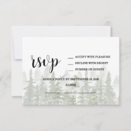 Woodland Forest Wedding Green RSVP Kaartje