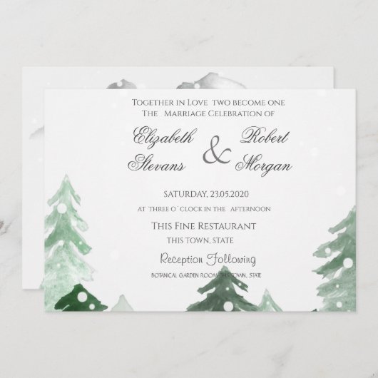 Woodland Forest Wedding Invitation Kaart (Voorkant / Achterkant)