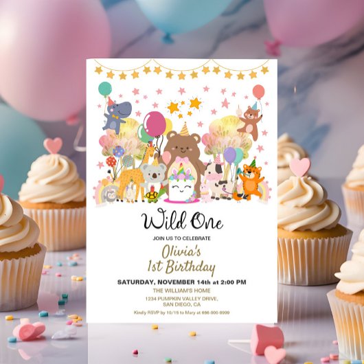 Woodland Forest Wild One verjaardagsfeestje Kaart