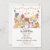 Woodland Forest Wild One verjaardagsfeestje Kaart (Voorkant)