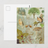 Woodland Forest Wildlife Squirrel, Owl, Autumnal J Briefkaart (Voorkant / Achterkant)