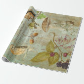 Woodland Forest Wildlife Squirrel, Owl, ontkoppeli Cadeaupapier (Uitgerold)