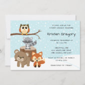 Woodland Forest Winter Baby Shower Uitnodigingen (Voorkant)