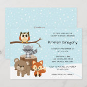 Woodland Forest Winter Baby Shower Uitnodigingen (Voorkant / Achterkant)