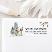 Woodland Forest Winter Kerstadres label (Insitu)