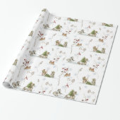 Woodland Forest Winter | Kerstmis Cadeaupapier (Uitgerold)