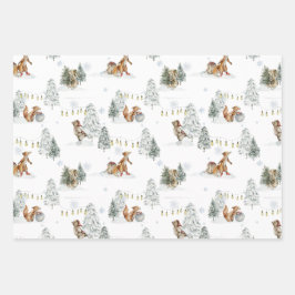 Woodland Forest Winter | Kerstmis Inpakpapier Vel
