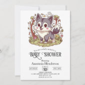 Woodland Forest Wolf Baby shower Kaart (Voorkant)