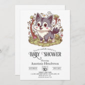 Woodland Forest Wolf Baby shower Kaart (Voorkant / Achterkant)
