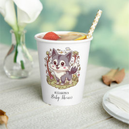 Woodland Forest Wolf Baby shower Papieren Bekers
