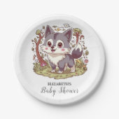 Woodland Forest Wolf Baby shower Papieren Bordje (Voorkant)