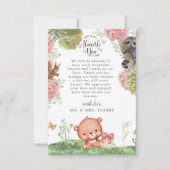 Woodland Forst Cute Beer Animal Baby shower Bedankkaart (Voorkant)