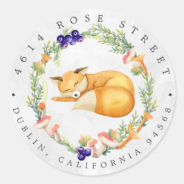 Woodland Fox | Adres Baby bos Ronde Sticker