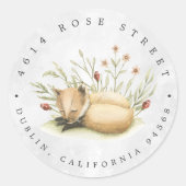 Woodland Fox | Adres Baby bos Ronde Sticker (Voorkant)