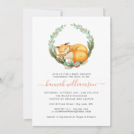 Woodland Fox Autumn Baby shower Kaart