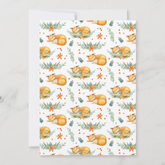 Woodland Fox Autumn Baby shower Kaart (Achterkant)