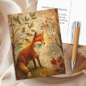 Woodland Fox Autumn verlaat aards rustiek Briefkaart