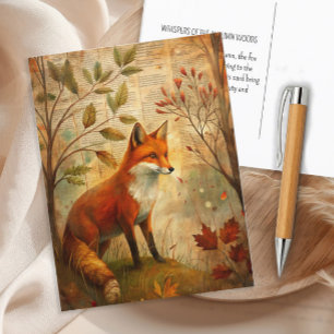  Woodland Fox Autumn verlaat aards rustiek Briefkaart