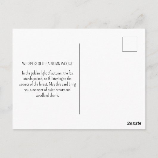 Woodland Fox Autumn verlaat aards rustiek Briefkaart (Achterkant)