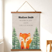 Woodland Fox Baby Birth Stats Nursery Hangend Wandkleed