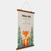 Woodland Fox Baby Birth Stats Nursery Hangend Wandkleed (Gebogen)