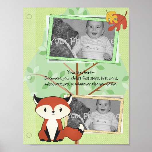 Woodland Fox Baby Boekpagina Poster (Voorkant)