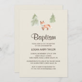 Woodland Fox Baby Doop Kaart (Voorkant / Achterkant)