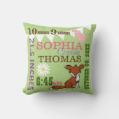 Woodland Fox Baby Geboortestatistieken Kussen (Voorkant)