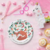 Woodland Fox Baby shower 7" Bord (Feest)