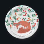 Woodland Fox Baby shower 7" Bord<br><div class="desc">Schattige Woodland Fox baby shower op kleurrijke bloemenachtergrond. Bijpassende artikelen beschikbaar in onze winkel.</div>
