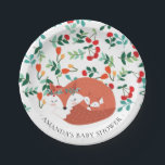 Woodland Fox Baby shower 7" Bord<br><div class="desc">Schattige Woodland Fox baby shower op kleurrijke bloemenachtergrond. Bijpassende artikelen beschikbaar in onze winkel.</div>