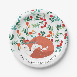 Woodland Fox Baby shower 7" Bord