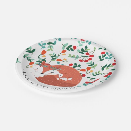 Woodland Fox Baby shower 7" Bord (Gekanteld)