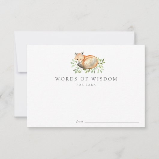 Woodland Fox Baby shower Advice Kaarten (Voorkant)