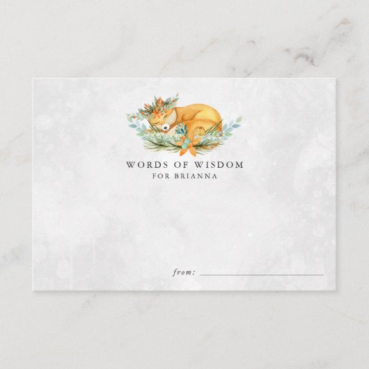 Woodland Fox Baby shower Advice Kaarten (Voorkant)