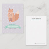 Woodland Fox Baby shower Advies Kaart voor mama (Voorkant / Achterkant)