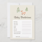 Woodland Fox Baby shower Baby Predication Game (Voorkant)