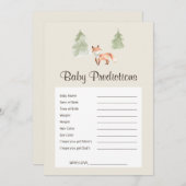 Woodland Fox Baby shower Baby Predication Game (Voorkant / Achterkant)