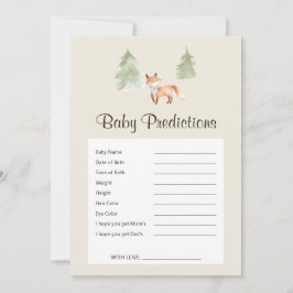 Woodland Fox Baby shower Baby Predication Game
