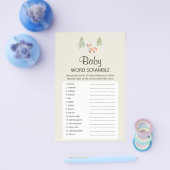 Woodland Fox Baby shower Baby Word Scramble Game Flyer (Enkel)