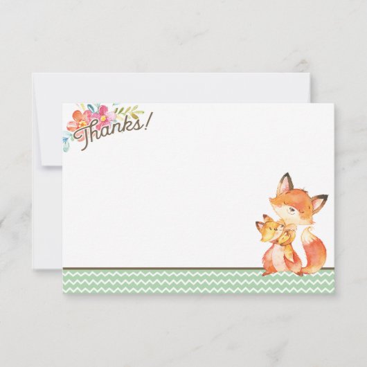 Woodland Fox Baby shower bedankje Bedankkaart (Voorkant)