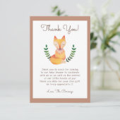 Woodland Fox Baby shower bedankje Bedankkaart (Staand voorkant)