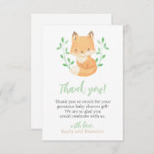 Woodland Fox Baby shower Bedankkaart (Voorkant / Achterkant)