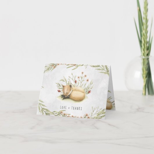 Woodland Fox | Baby shower bos Hartelijk dank Bedankkaart (Voorkant)