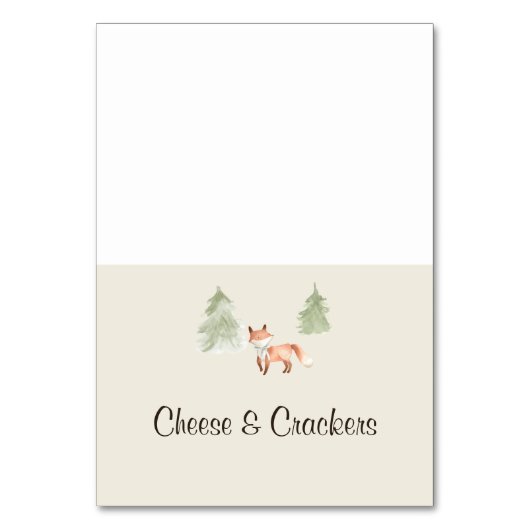 Woodland Fox Baby shower Buffetvoedseletiketten Kaart (Voorkant)